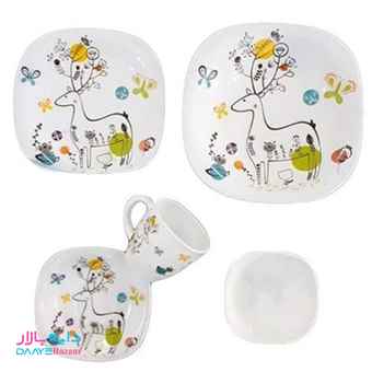 تصویر سرویس غذا خوری آرکوپال کودک مربع پارس اوپال طرح گوزن کد ۱۵