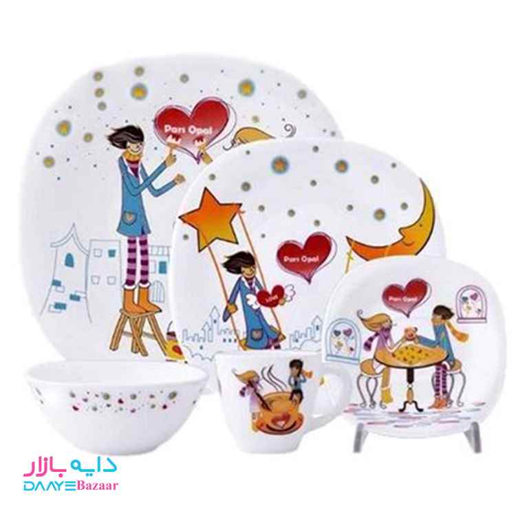 تصویر سرویس غذا خوری آرکوپال کودک مربع پارس اوپال طرح قلب کد ۰۶