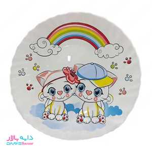 تصویر سرویس غذا خوری آرکوپال کودک گرد پارس اوپال طرح گربه و رنگین کمان کد ۱۳
