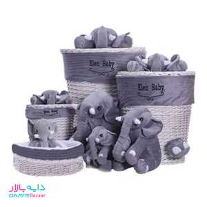 تصویر سبد لوازم بهداشتی حصیری اتاق کودک طرح فیل الن بیبی
