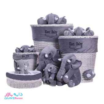 تصویر سبد لوازم بهداشتی حصیری اتاق کودک طرح فیل الن بیبی