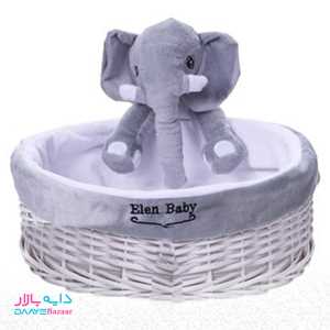 تصویر سبد لوازم بهداشتی حصیری اتاق کودک طرح فیل الن بیبی