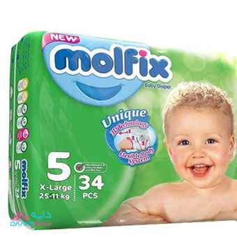 تصویر پوشک مولفیکس سایز ۵ بسته ۳۴ عددی