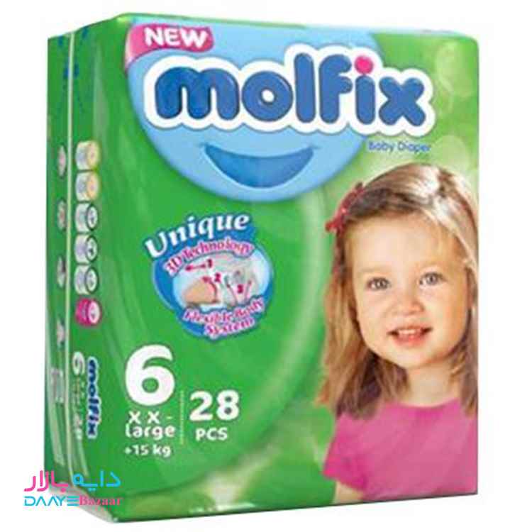 تصویر پوشک مولفیکس سایز ۶ بسته ۲۸ عددی