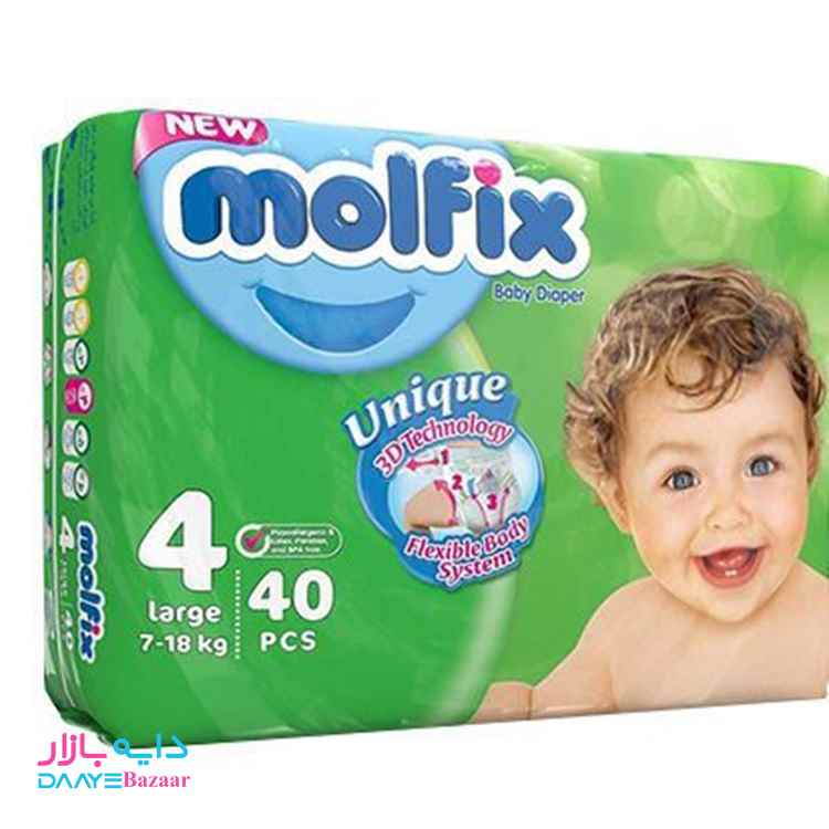 تصویر پوشک مولفیکس سایز ۴ بسته ۴۰ عددی