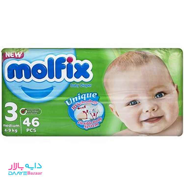 تصویر پوشک مولفیکس سایز ۳ بسته ۴۶ عددی