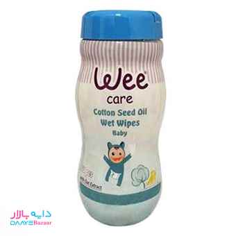 تصویر دستمال مرطوب کودک استوانه ای وی کر حاوی روغن پنبه دانه رنگ آبی