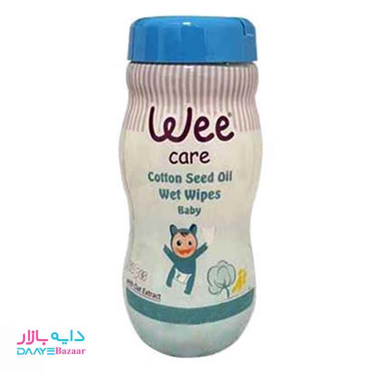 تصویر دستمال مرطوب کودک استوانه ای وی کر حاوی روغن پنبه دانه رنگ آبی